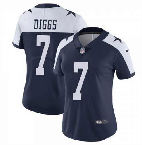 Womens Dallas Cowboys #7 Trevon Diggs Navy White Thanksgiving Limited Stitched Jersey Dzhi